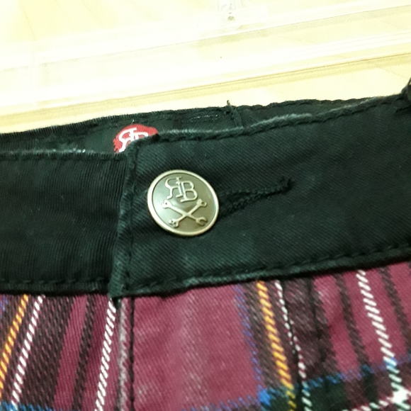 Skull & Bones Purple Plaid Punk Jeans Hot Topic - Picture 4 of 10